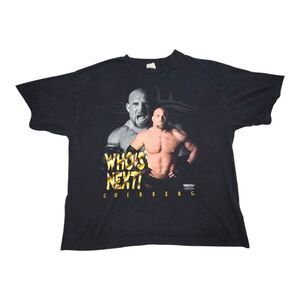 Vintage 90s WCW Goldberg "Who's Next?" Black Wrestling T-Shirt Size XXL